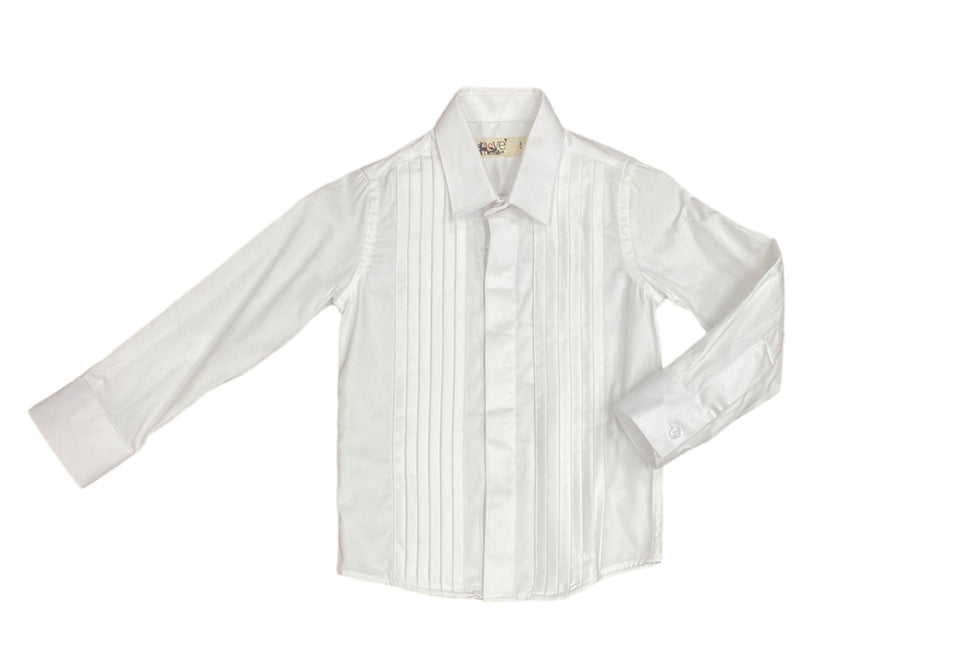 Nove White Tuxedo Style Button Down Shirt