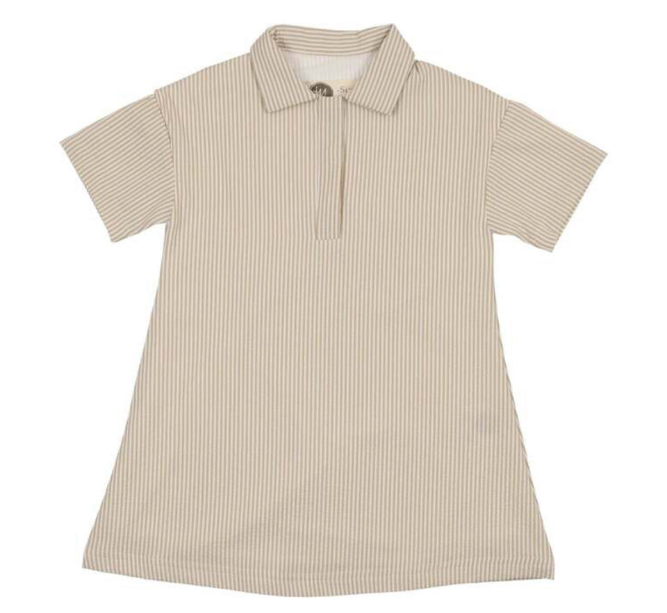 Maniere Tan Seersucker Dress