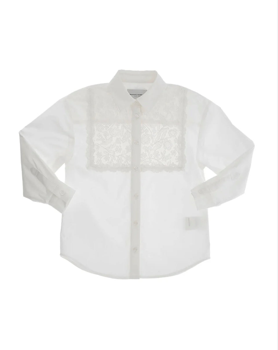 Ermanno Scervino Poplin Blouse With Tulle Embroidery