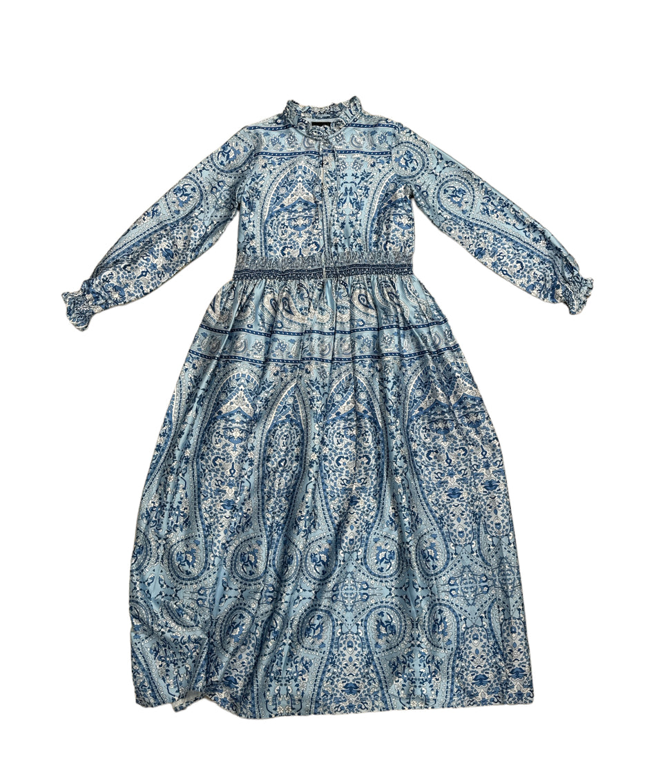 Exhibit Soho Black Blue Paisley Smocked Waist Dress