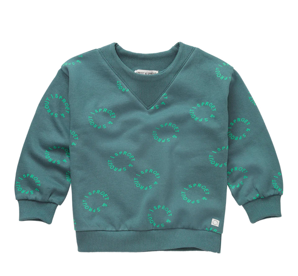 Sprout & Sprout Shady Green Rib Neck Sweatshirt