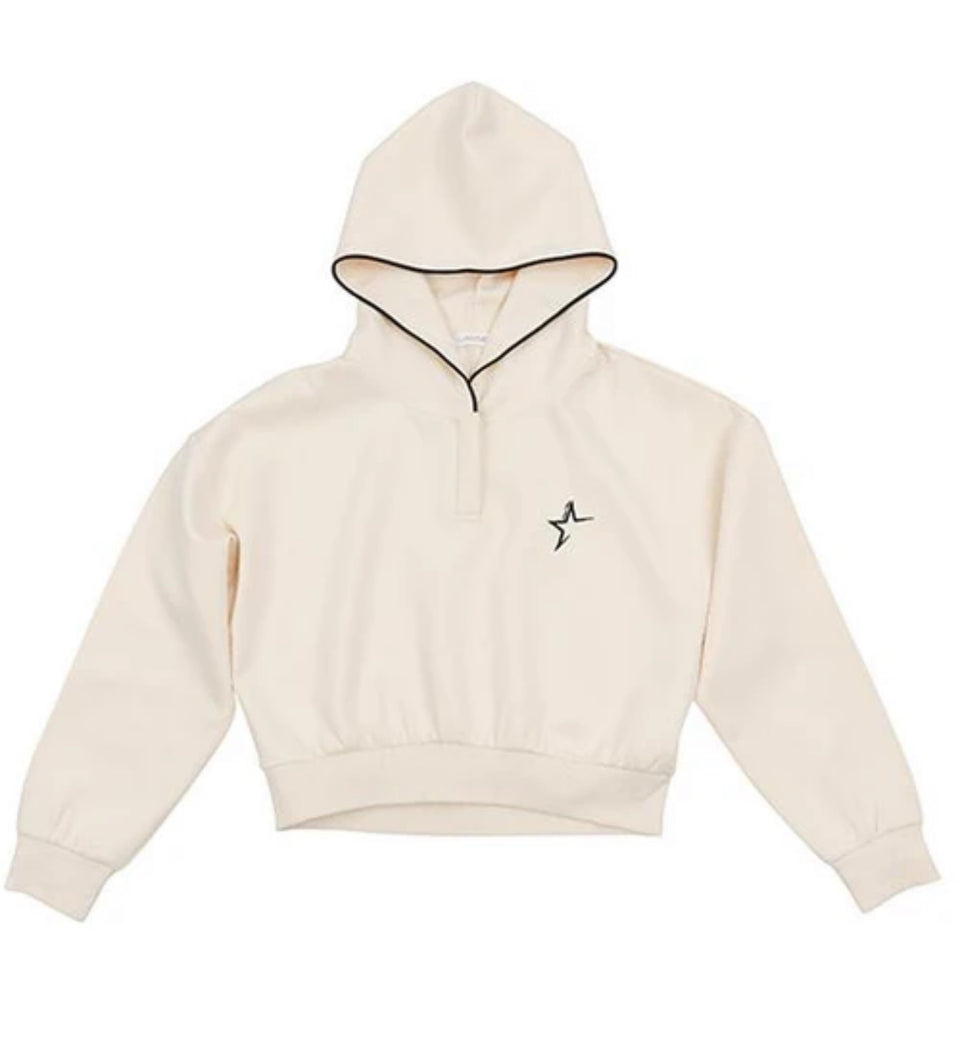 Luna Mae Gwen Piped Ivory Hoodie