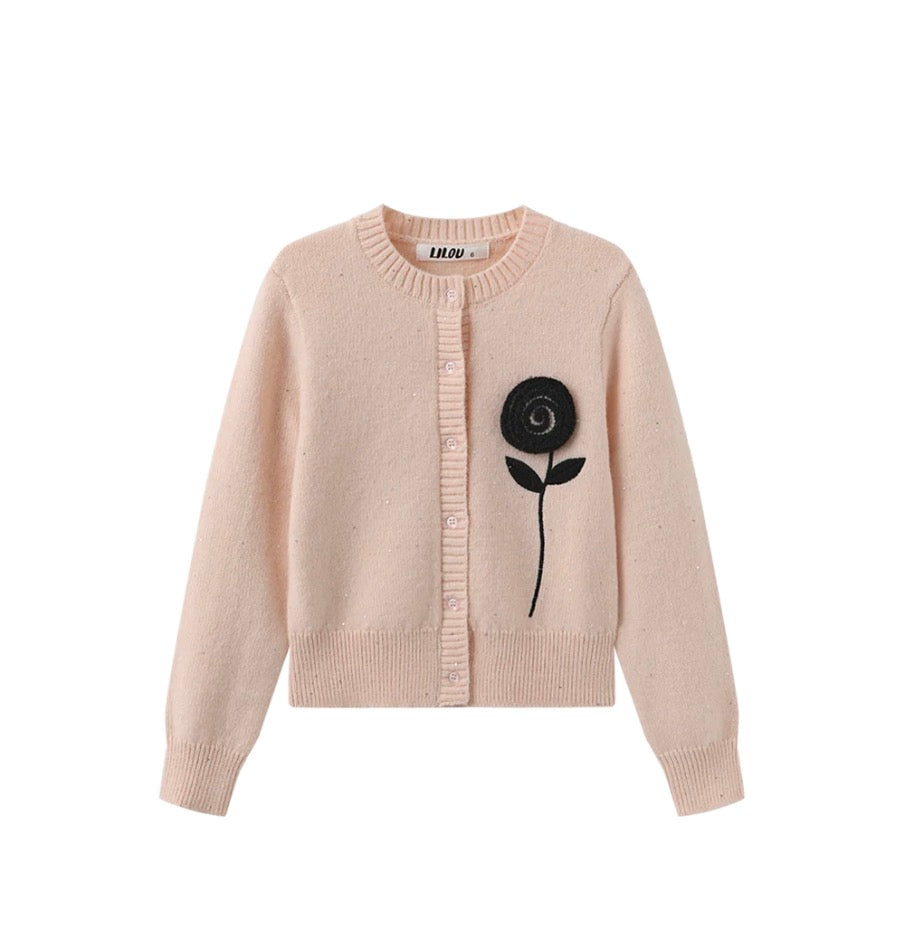 Pink Marled Knit Tulip Cardigan