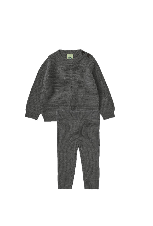 Fub Grey Melange Baby Crew Set w/ Leggings