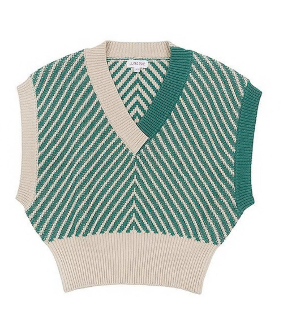 Luna Mae Lila Two Tone Knit Forest Vest