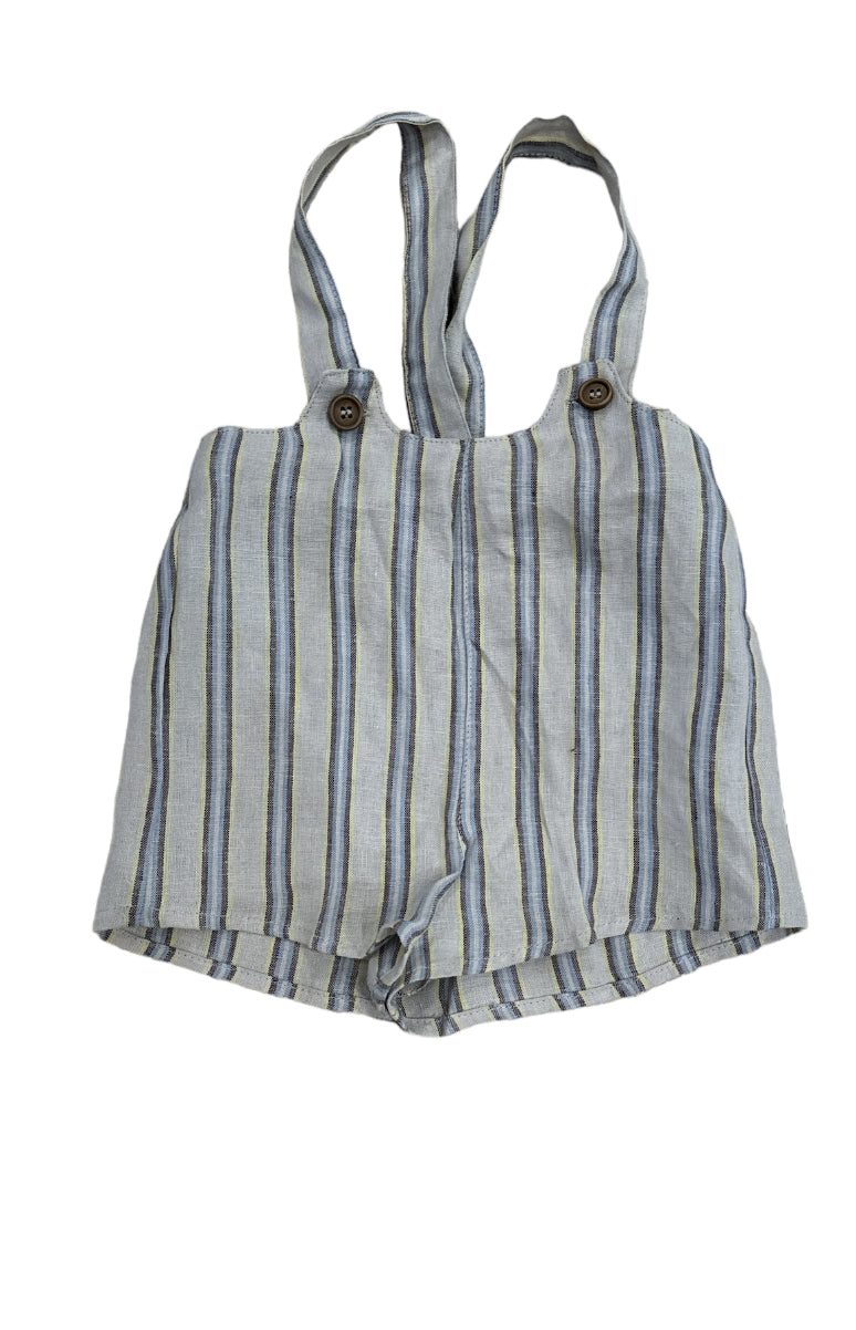 Belati Yellow,Beige & Light Blue Striped Overall (size up)