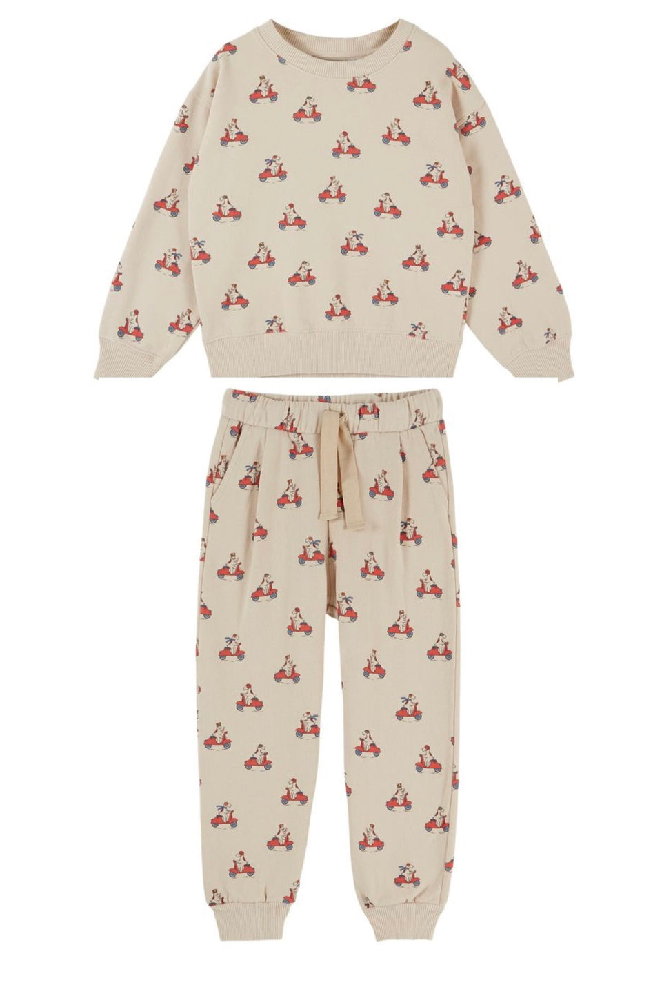 Emile & Ida Ecru Dog Allover Sweatset