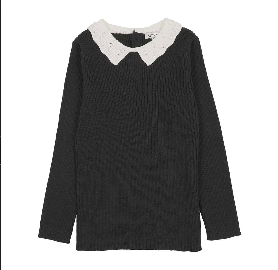 Kin+Kin Black Knit Collar Sweater