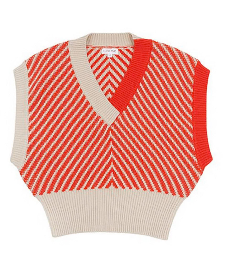 Luna Mae Lila Two Tone Knit Coral Vest