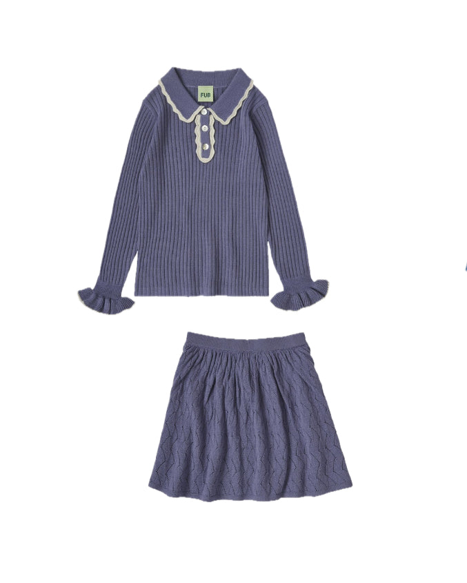 Fub Dusty Violet Ribbed Polo/Skirt Set