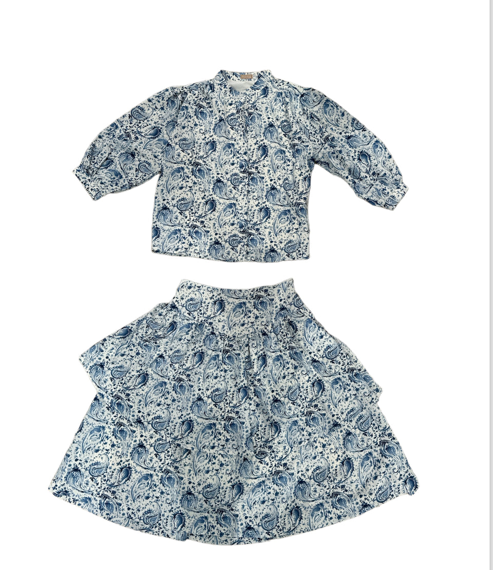 Prairie Blue/White Waisted Paisley Set