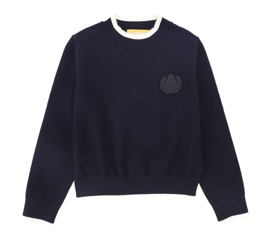 Le Bourdon Navy Trim Border Sweater