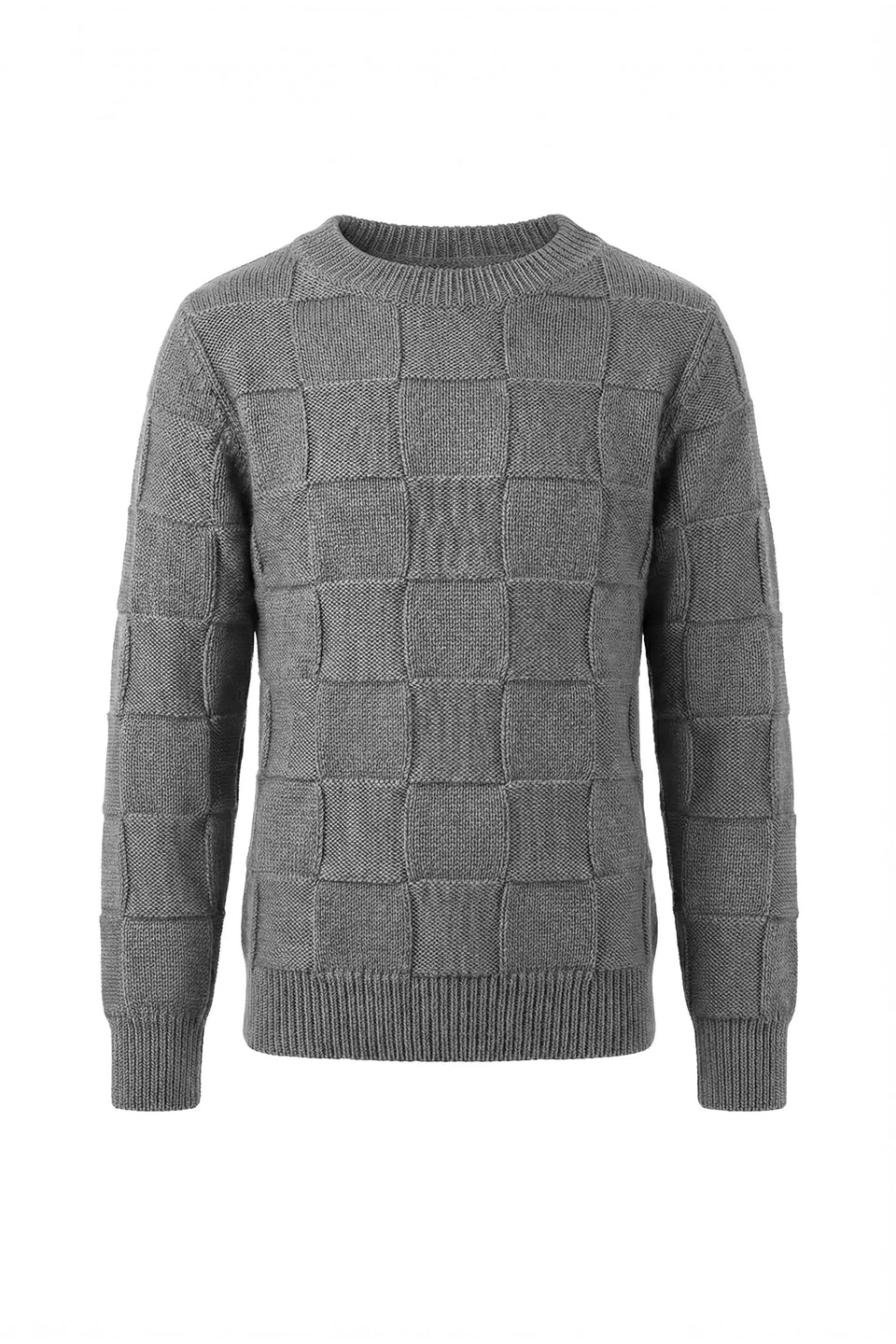 Pernille Grey Cable Knit Diamond Pattern Sweater
