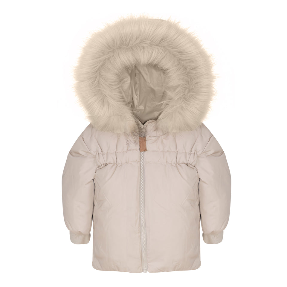 Mantel Beige Gathered High Waist Jacket