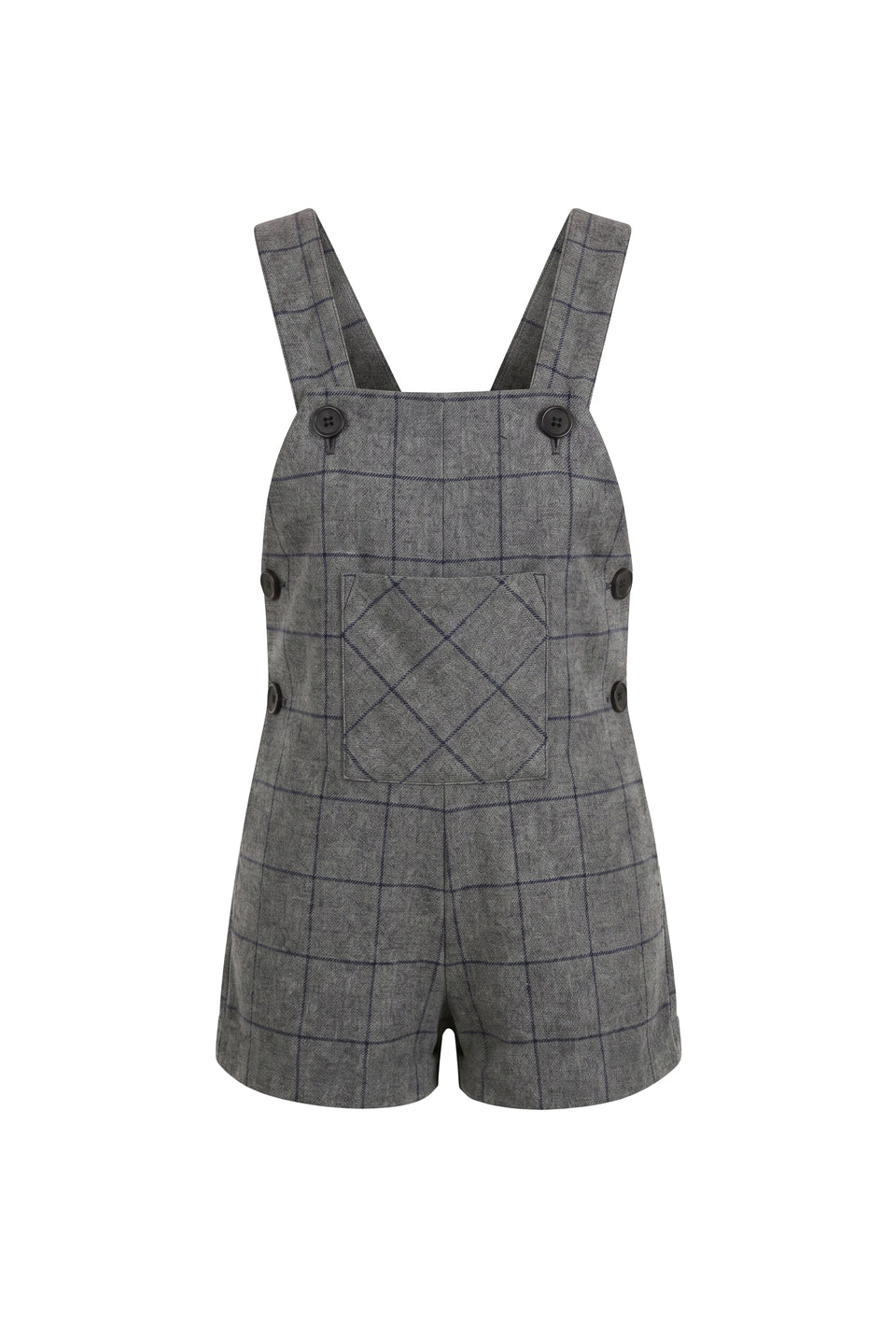 Pernille Dark Grey Plaid Overall
