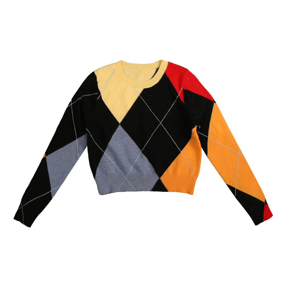 Hev Grey Argyle Color Black Knit