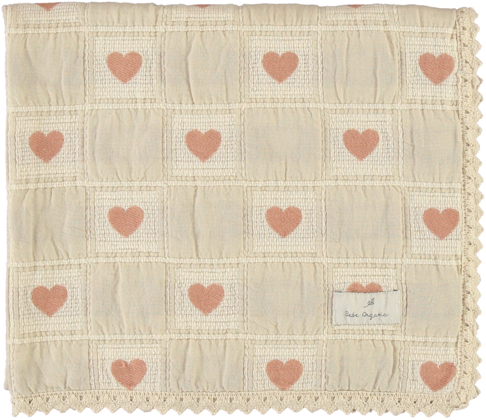 Bebe Organic Mauve Heart Patchwork Blanket