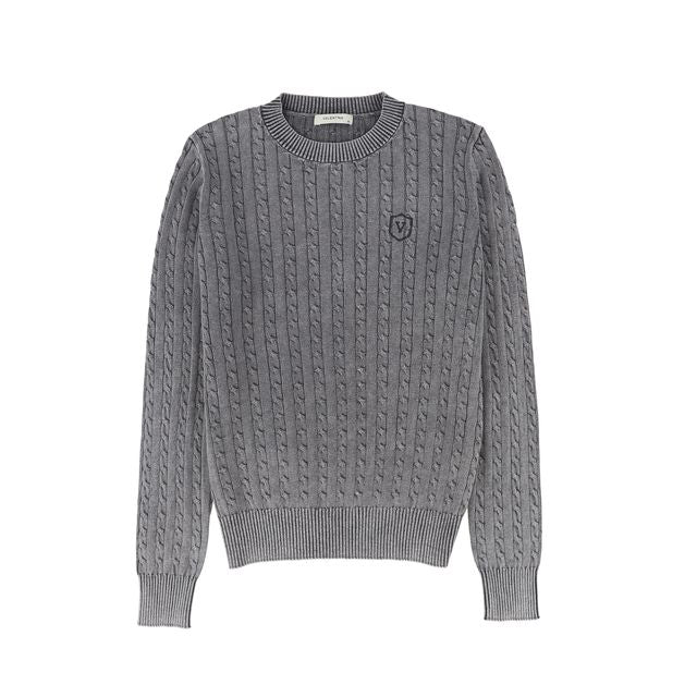 Valentina Black Mineral Wash Cable Knit Sweater
