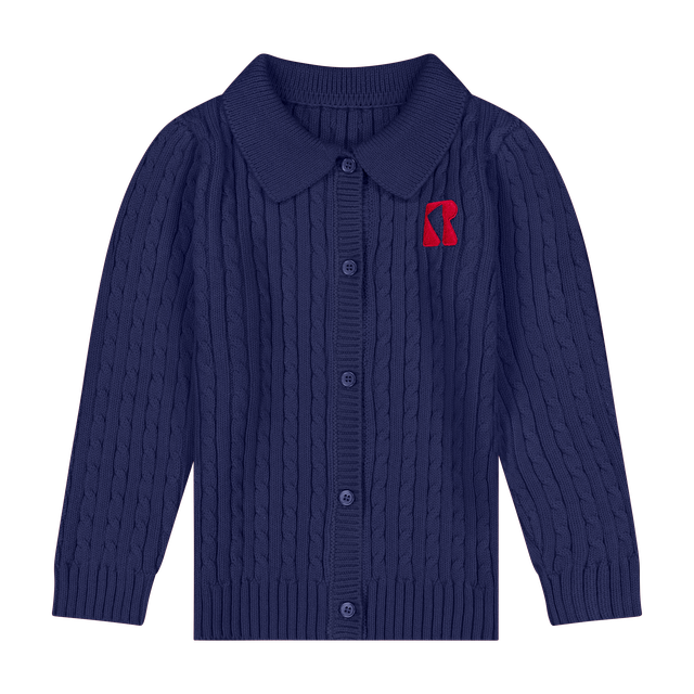 Retrokid Aspen Navy Cable Knit Collar Sweater