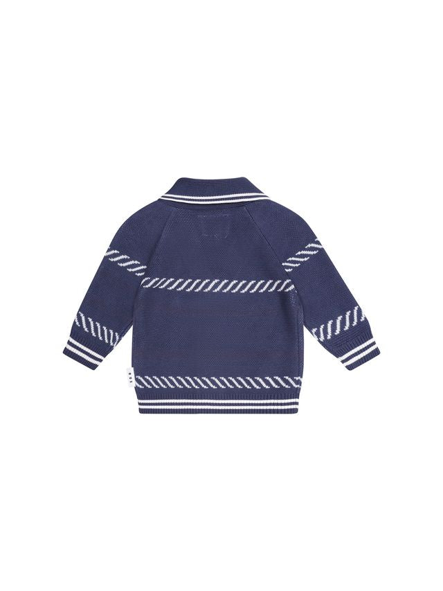 Hux Ink Nautical Shawl Collar Cardigan
