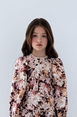 Petite Amalie Winter Bloom Print Cord Blouse