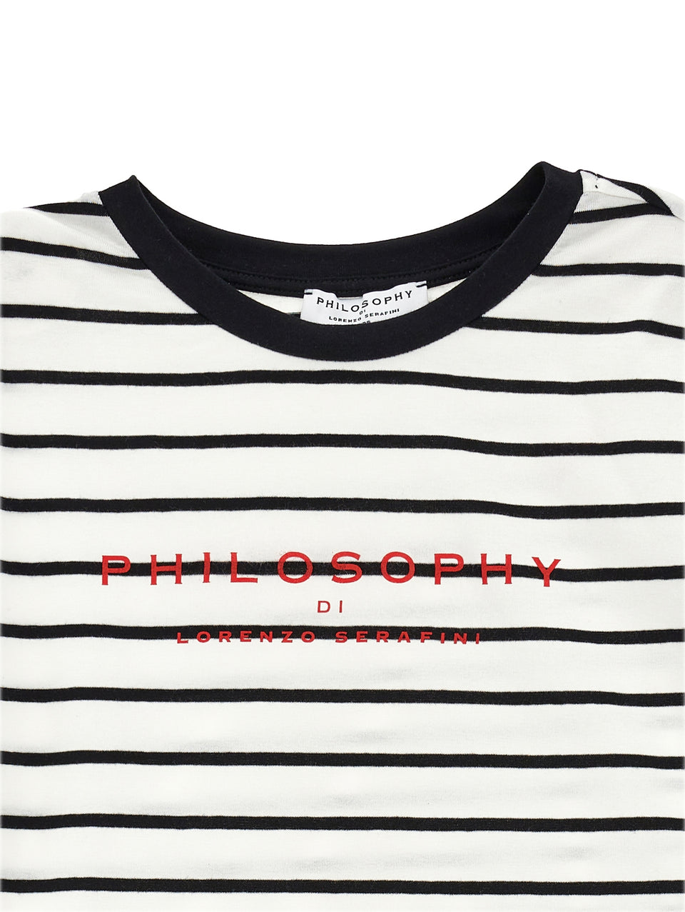 Philosophy White/Black S/S Striped Contrast Logo Tee