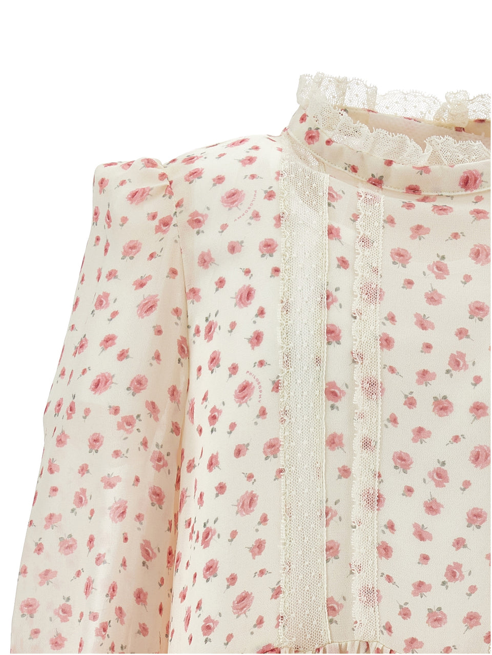 Philosophy White/Pink Small Roses Print Dress
