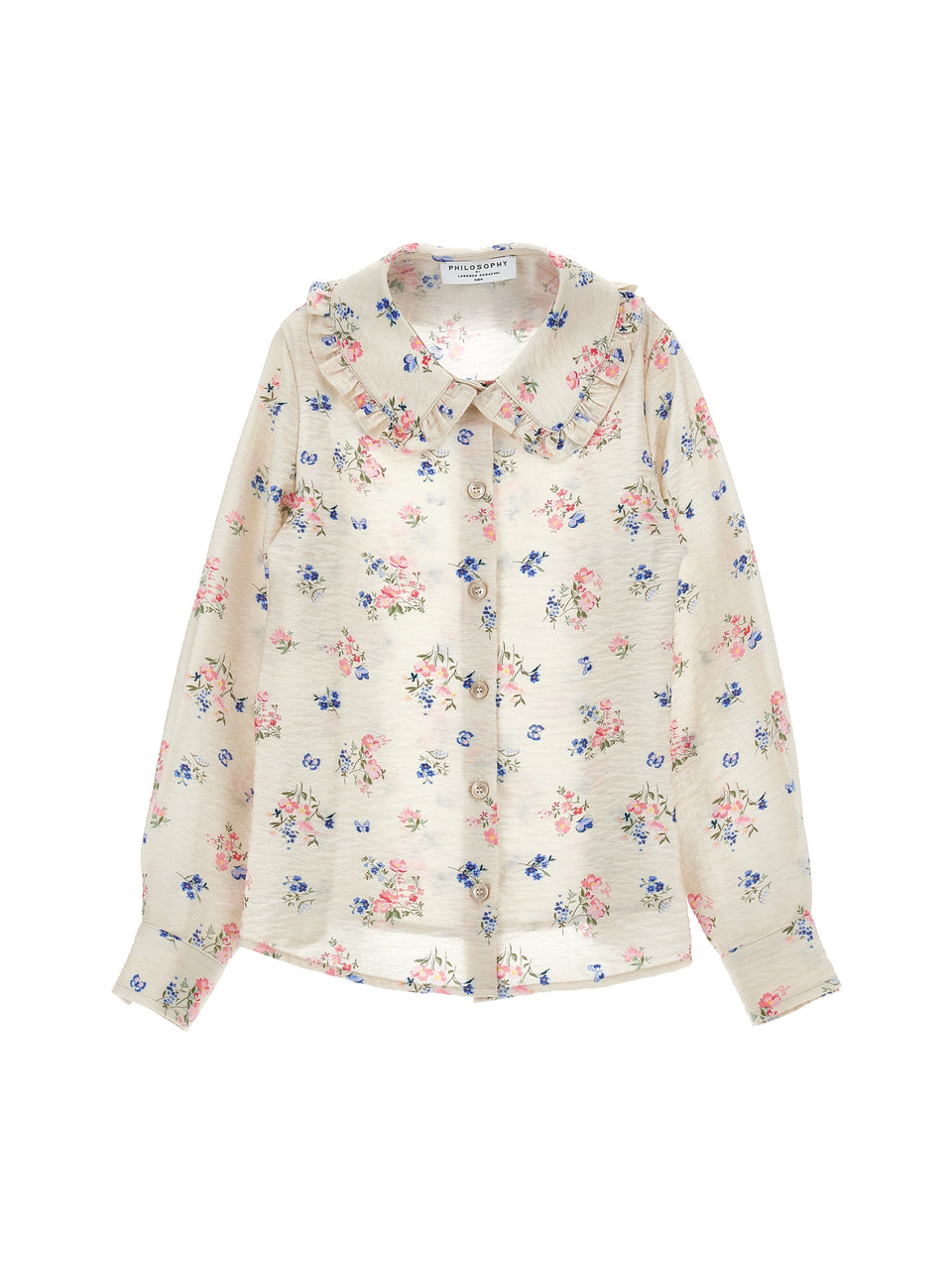 Philosophy Ecru Floral Print Button Up Blouse