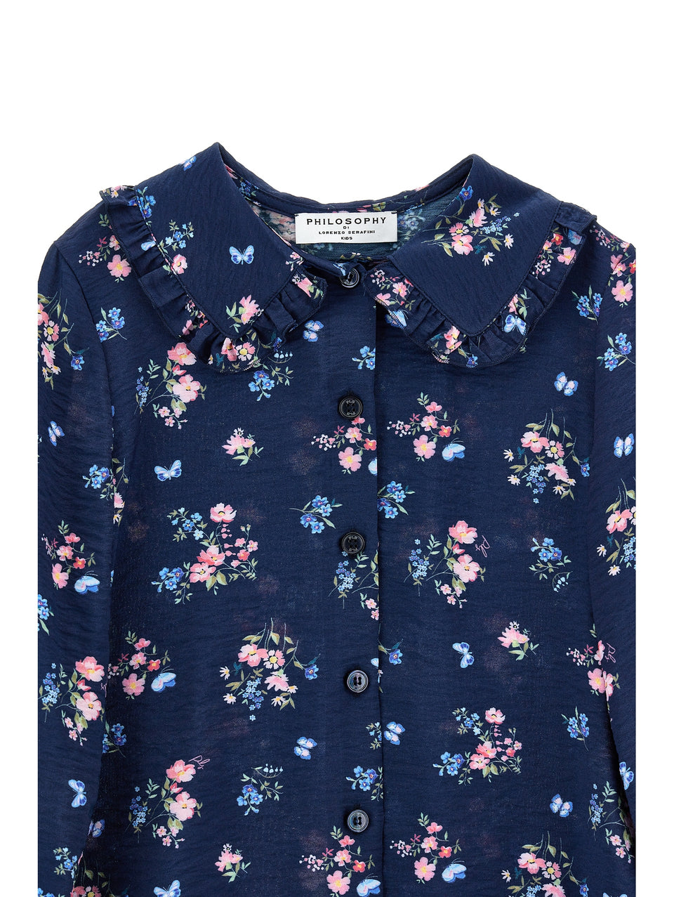 Philosophy Blue Navy Floral Print Button Up Blouse