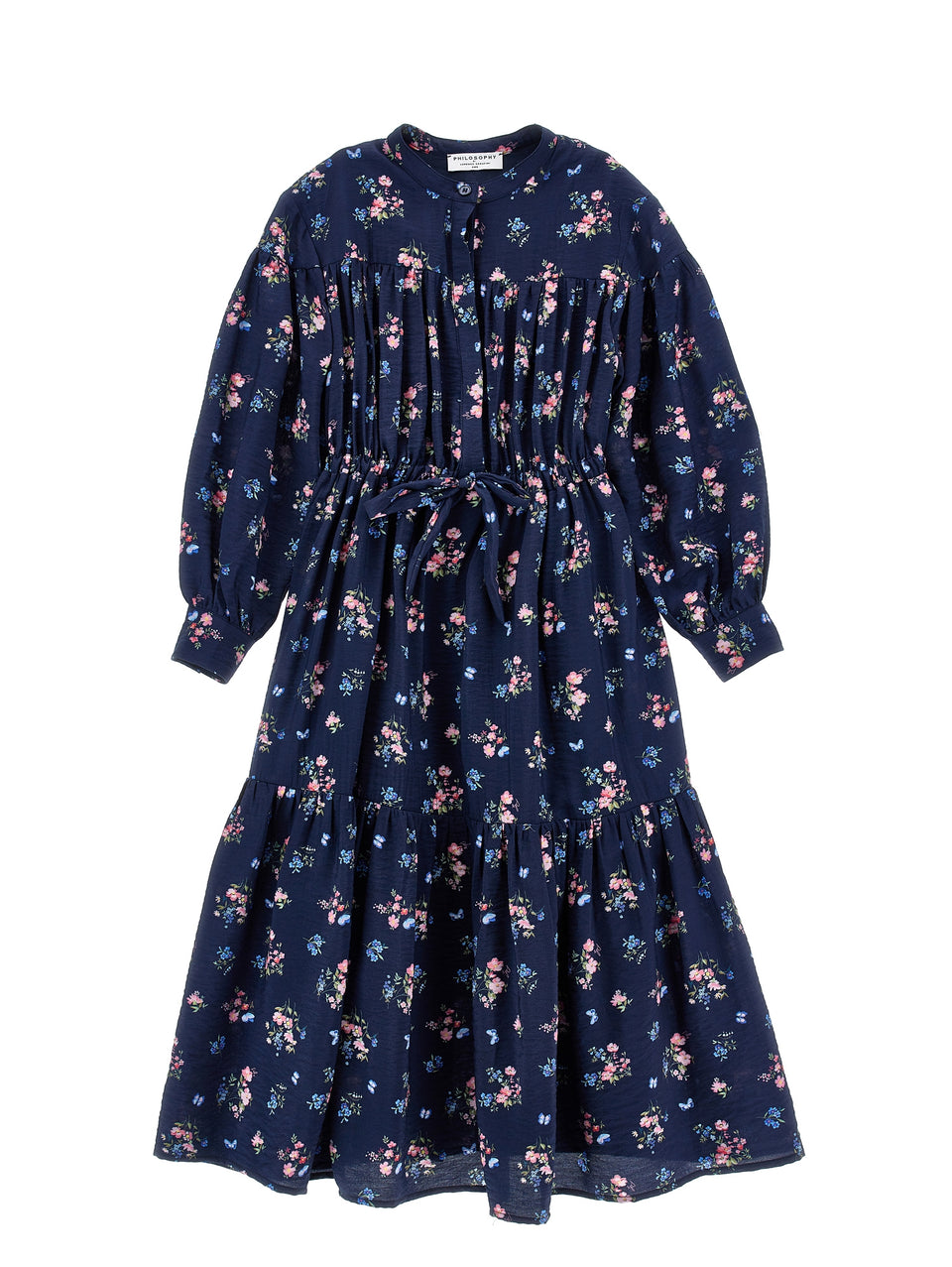 Philosophy Blue Navy L/S Long Floral Dress