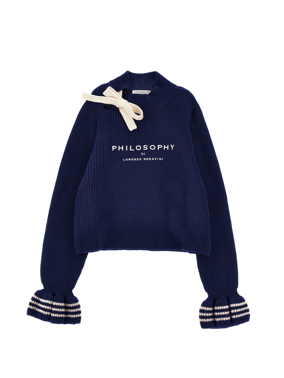 Philosophy Blue Sweater w/ Bow size down.
