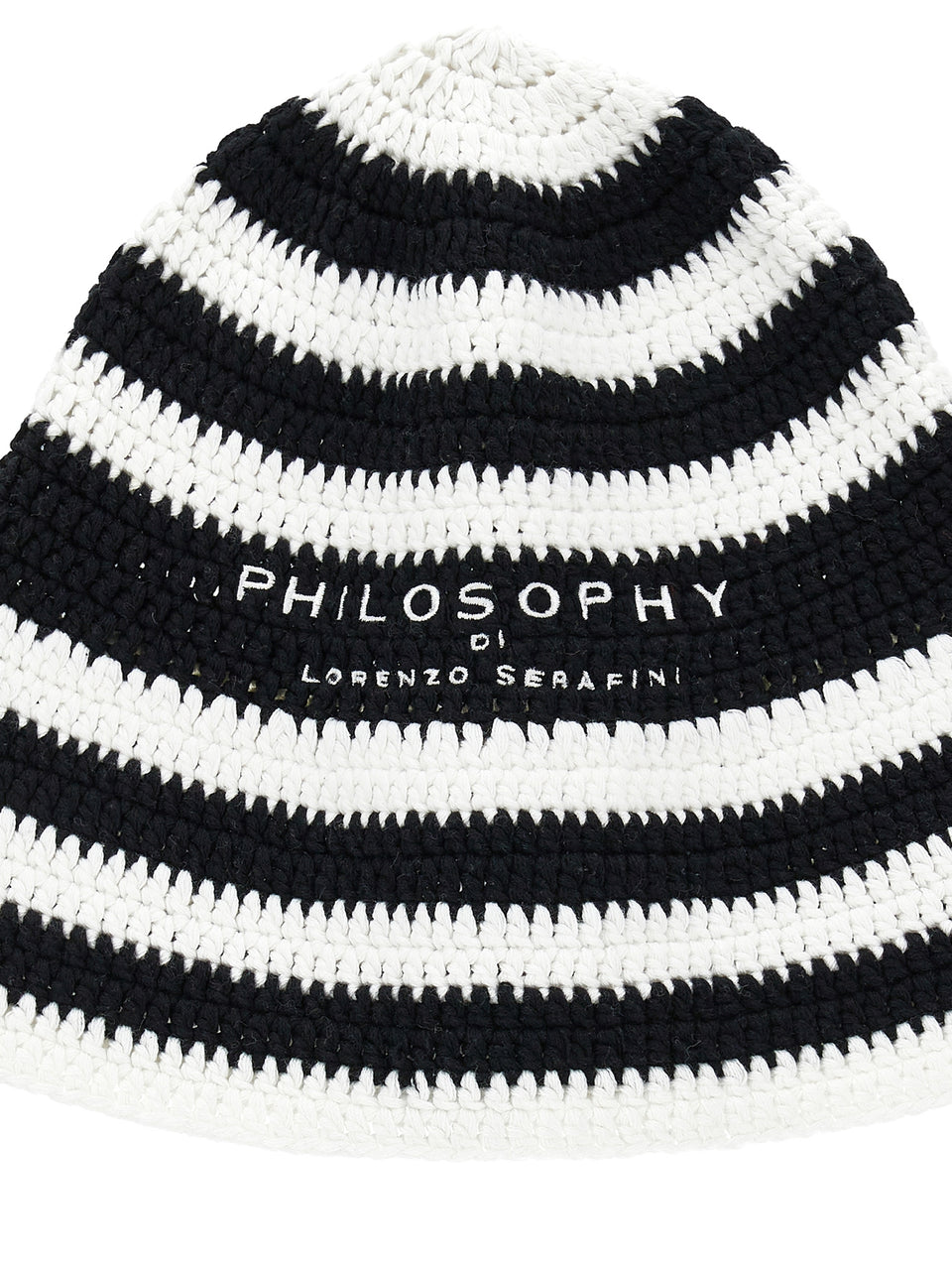 Philosophy Black/White Crochet Stripe Hat