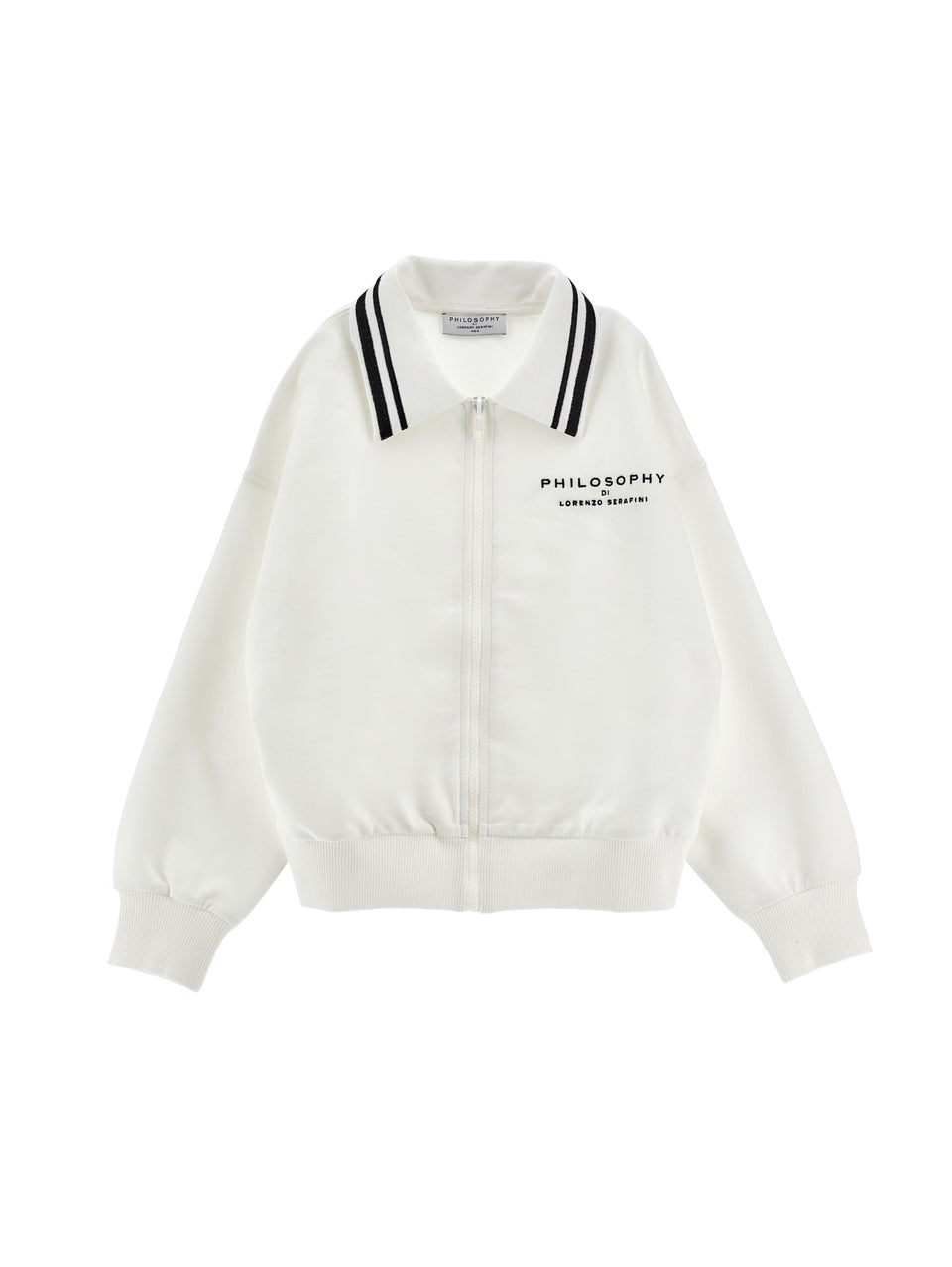 Philosophy Off White Zip Up Collared Sweat Jacket
