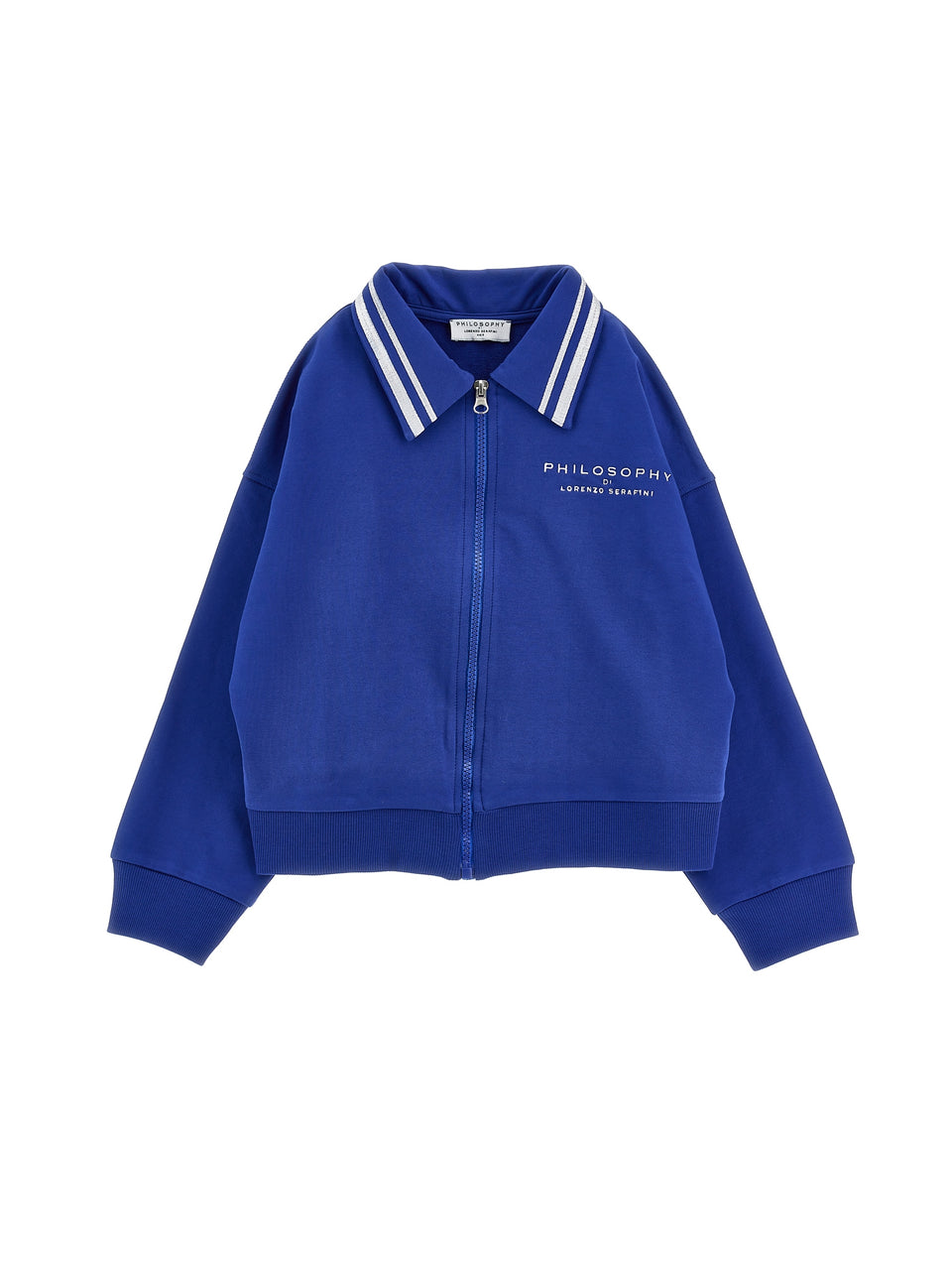 Philosophy Blue Zip Up Collared Sweat Jacket
