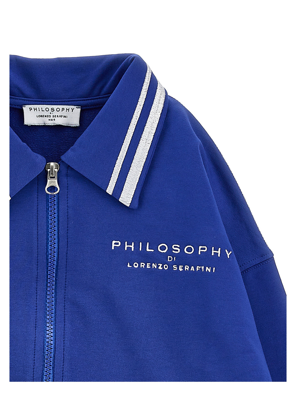 Philosophy Blue Zip Up Collared Sweat Jacket