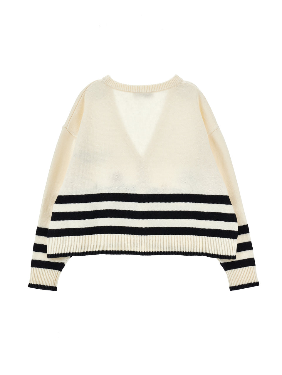 Philosophy Off White Striped Floral Embroidery Knit Cardigan