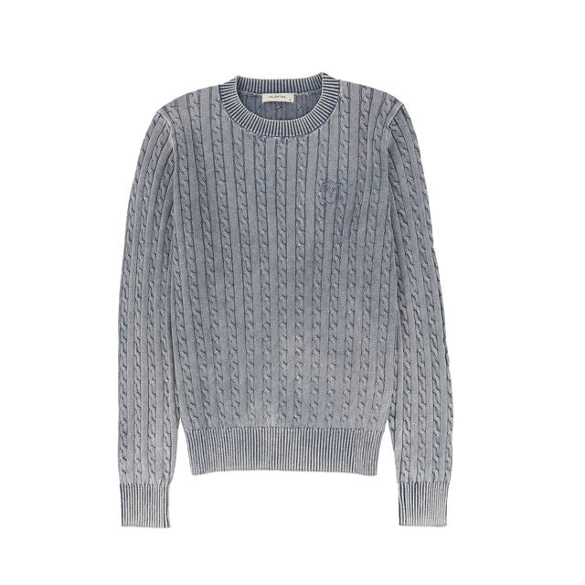 Valentina Navy Mineral Wash Cable Knit Sweater