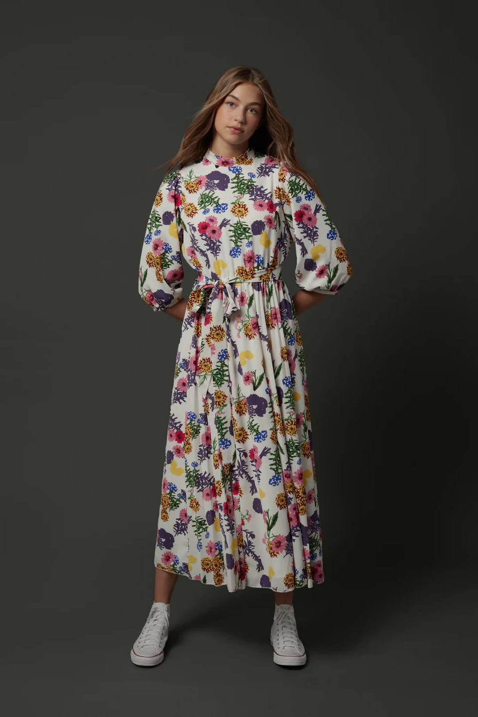 Zaikamoya Judith Dress in Multicolored Flowers