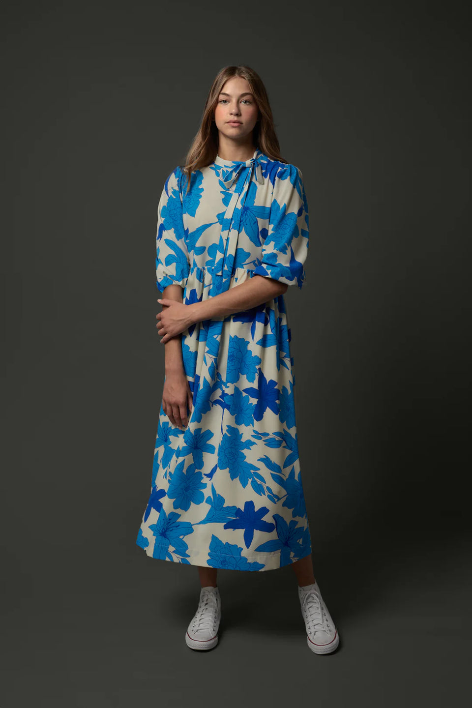 Zaikamoya Maggie Dress in Blue Flowers