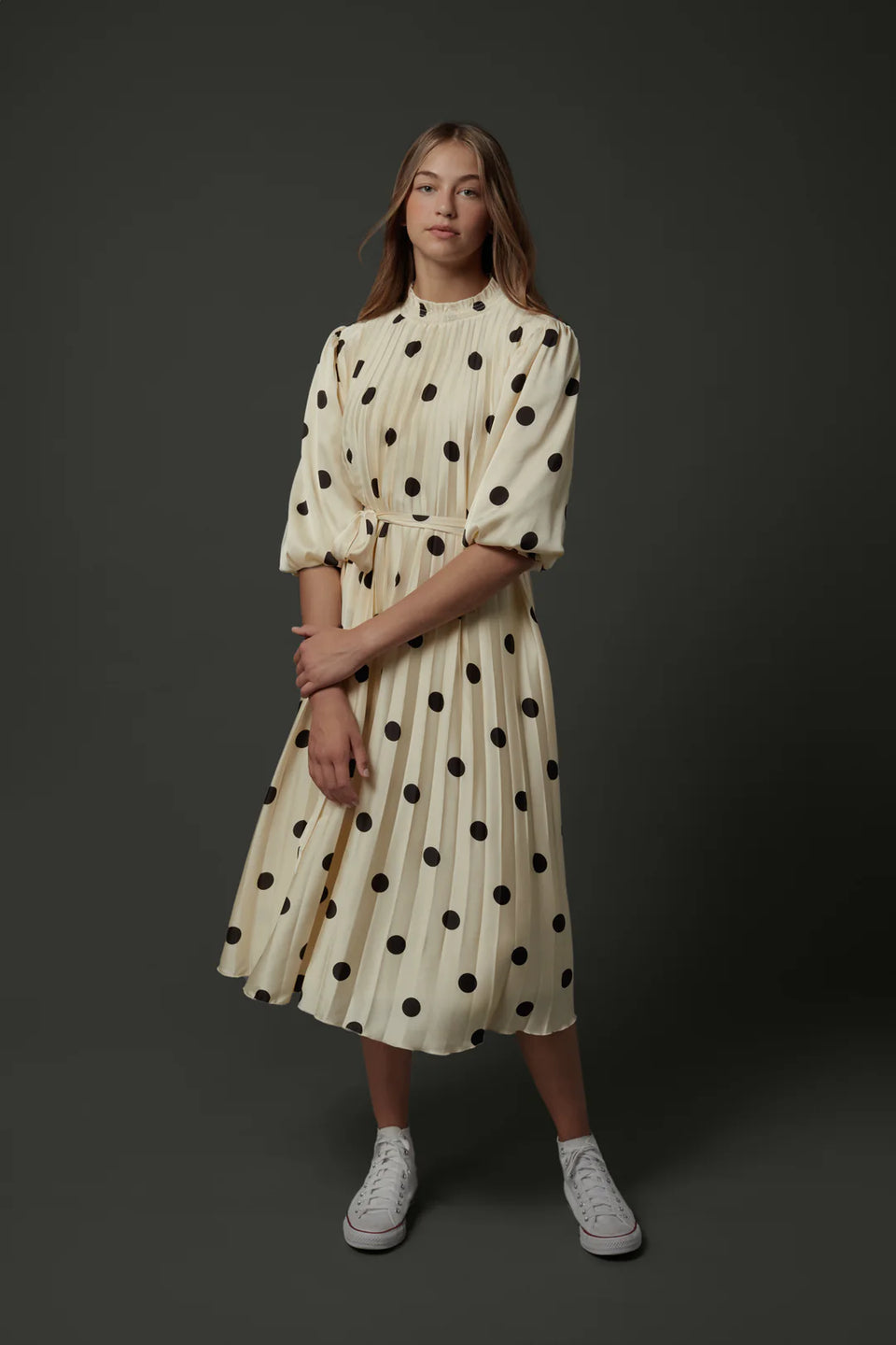 Zaikamoya Jamie Dress in Black Dots in White