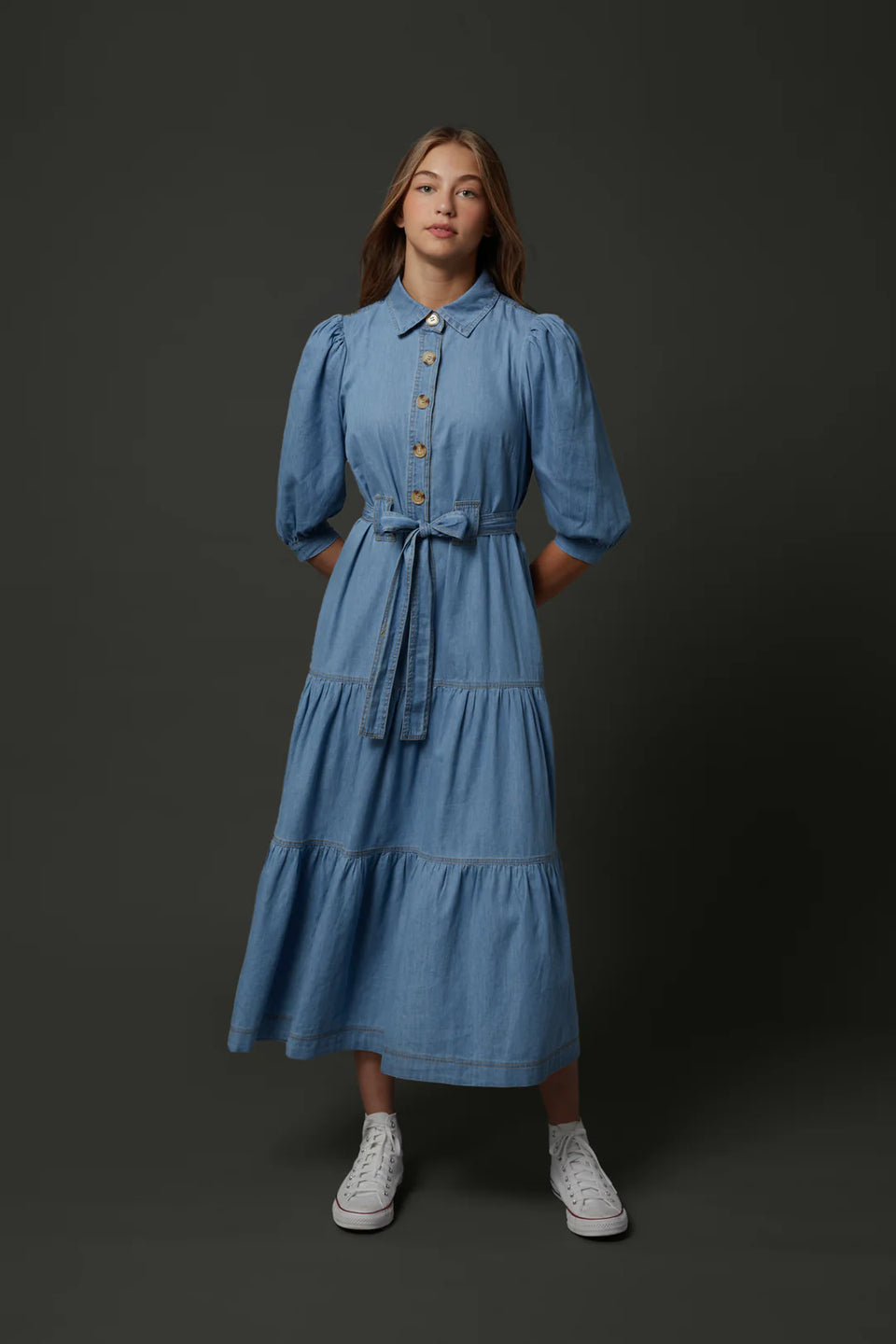 Zaikamoya Scarlett Dress in Denim