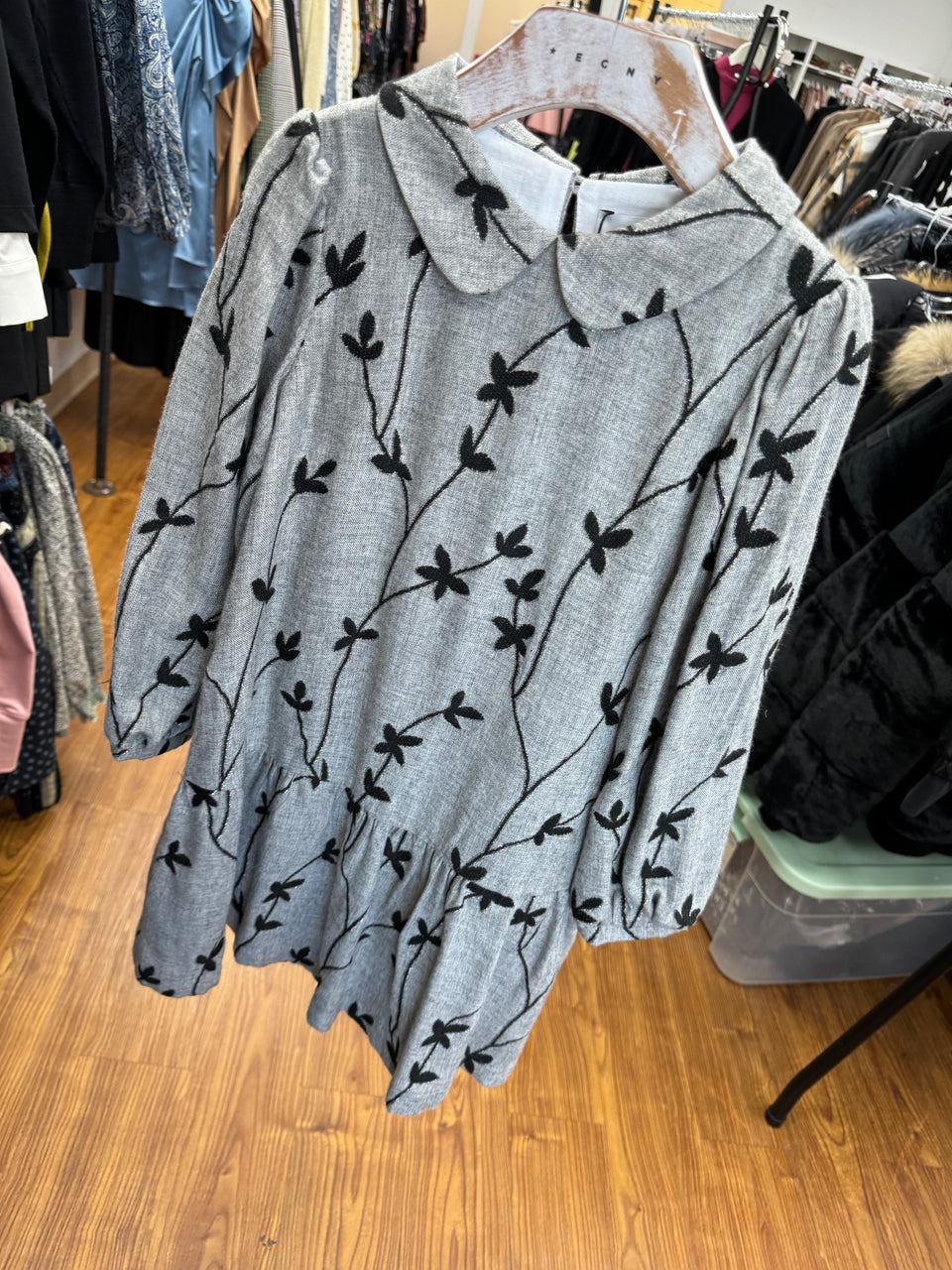 Paade Mode Grey Floral Drop Hem Dress