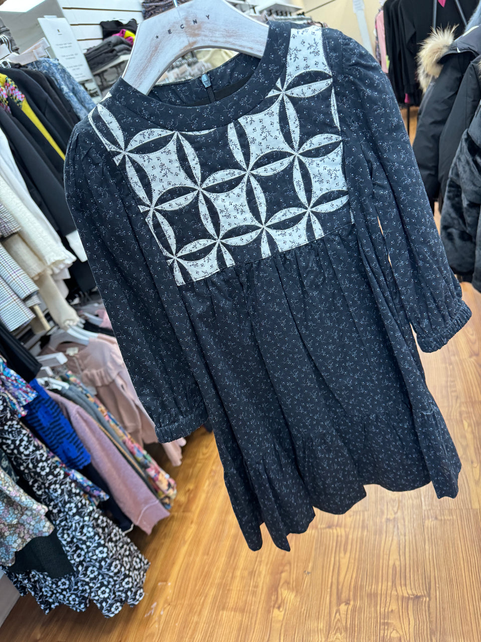 Porter White Geometric Accent Dress