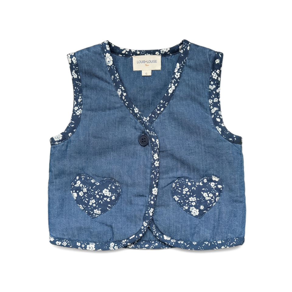 Louis Louise Blue Light Denim Meryl Baby Vest