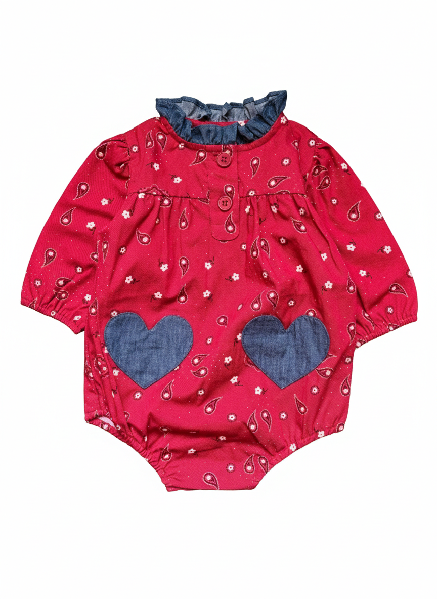 Louis Louise Red Twill Bandana Sylvette Romper
