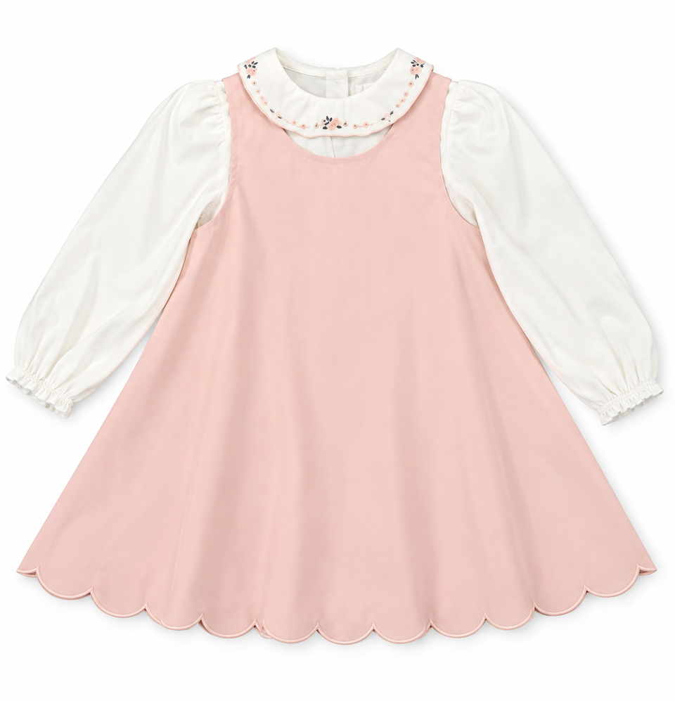 Little Tempest Champagne Taffeta Scallop Hem Jumper Set