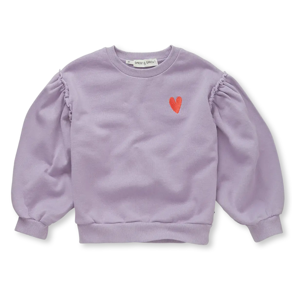 Sprout & Sprout Lavender Puff Sleeve Heart Sweatershirt