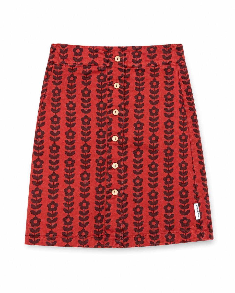 Piupiuchick Bordeaux w/ Black Flowers Skirt