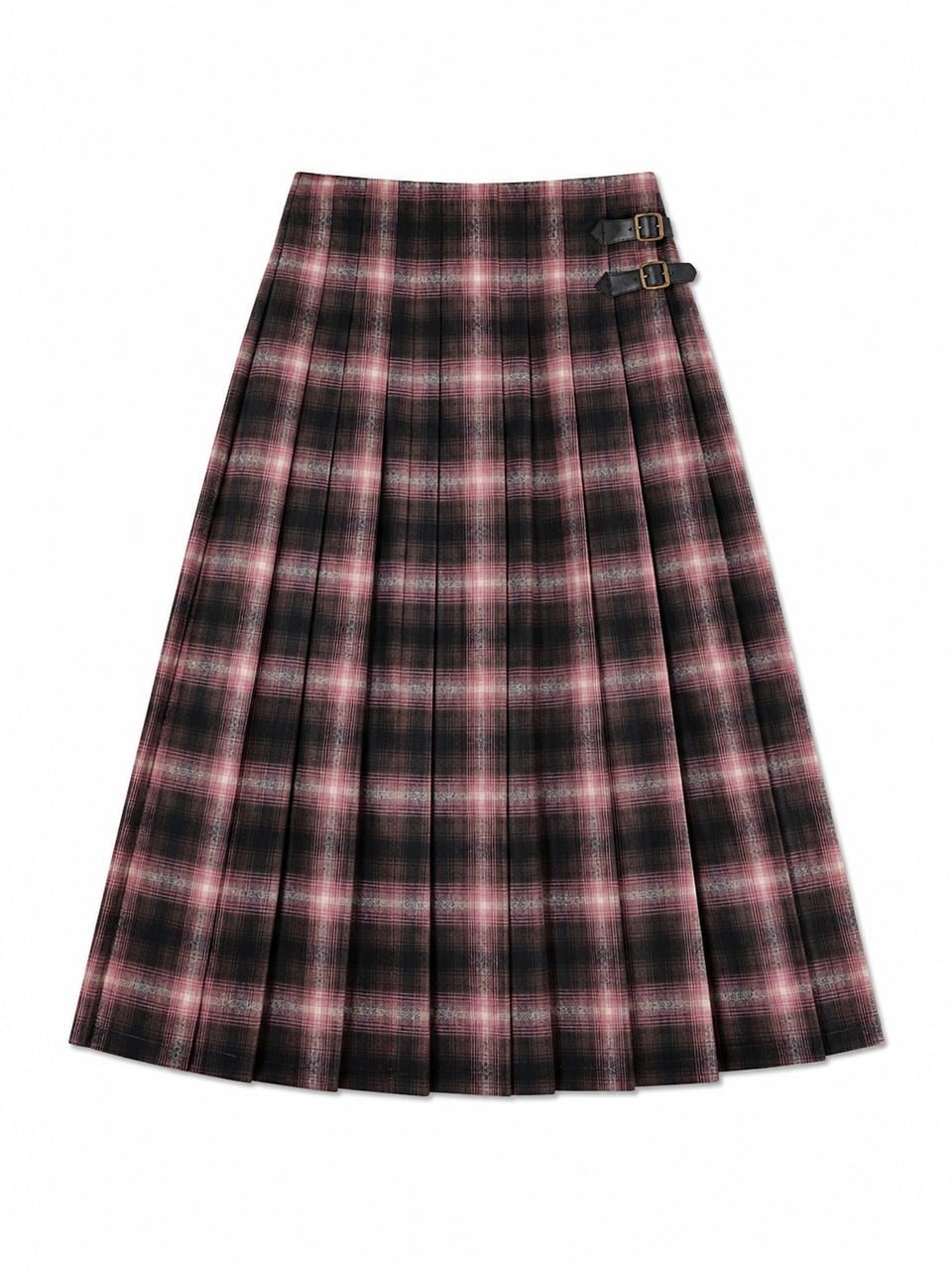 Gold Threads Pink/White/Black Plaid Skirt
