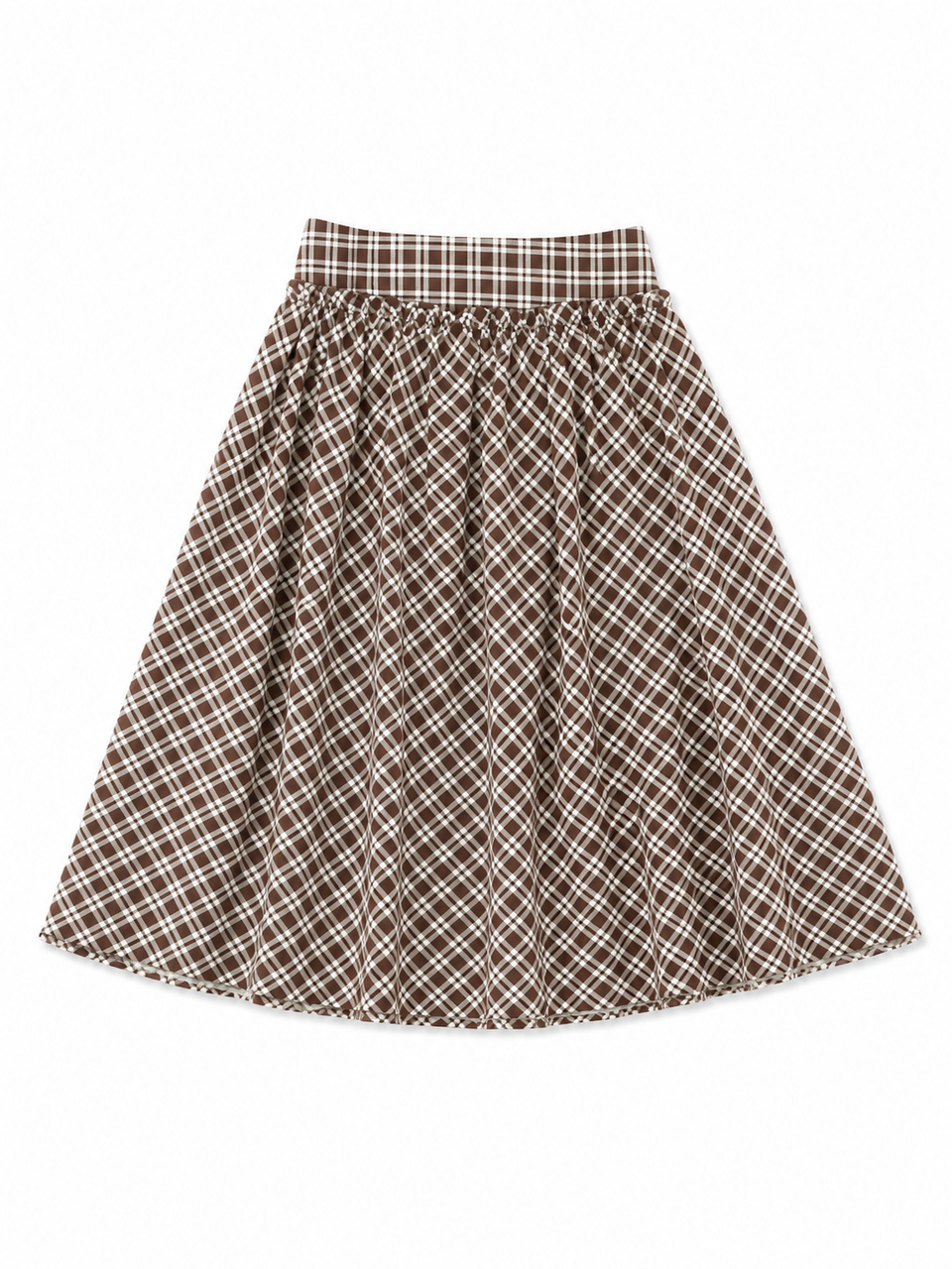 Gold Threads Brown/Cream Plaid Skirt
